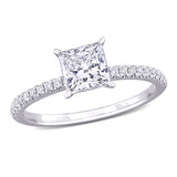 1 1/6 CT TW Princess Cut Lab Created Diamond Solitaire Engagement Ring in 14k White Gold