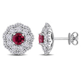 Floral Double Halo Stud Earrings (1 1/3 CT. TGW. & 1 5/8 CT. TW.)