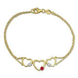 Triple Heart Bracelet (1/6 CT. TGW. & 1/7 CT. TW.)