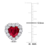 Heart Halo Stud Earrings (3 1/4 CT. TGW. & 1 2/5 CT. TW.)