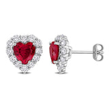 Heart Halo Stud Earrings (3 1/4 CT. TGW. & 1 2/5 CT. TW.)
