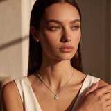 3 CT TW Emerald Cut Lab Created Diamond Halo Pendant Necklace and Earring Set in Sterling Silver