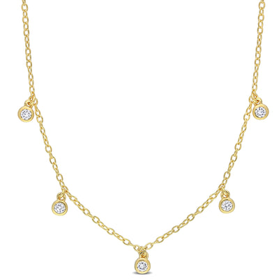 Station Necklace in Yellow Gold Plated Silver (.16 CT. TW.)