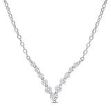 Graduated V Necklace in Platinum Silver (0.33 CT TW)