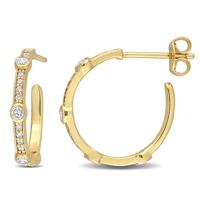 Open Hoop Earrings in Yellow Gold Plated Silver (0.40 CT. TW.)