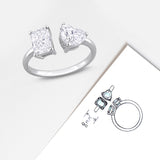 Radiant & Heart 2-Stone Engagement Ring in White Gold (2 CT. TW.)