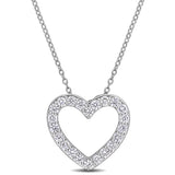 Open Heart Pendant with Chain in Sterling Silver (1 CT TW)