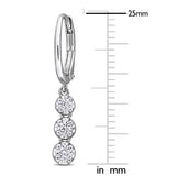 3-Stone Leverback Earrings in Sterling Silver (0.5 CT TW)