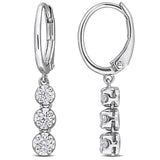 3-Stone Leverback Earrings in Sterling Silver (0.5 CT TW)