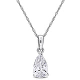 Solitaire Pendant with Chain in White Gold (1 CT TW)