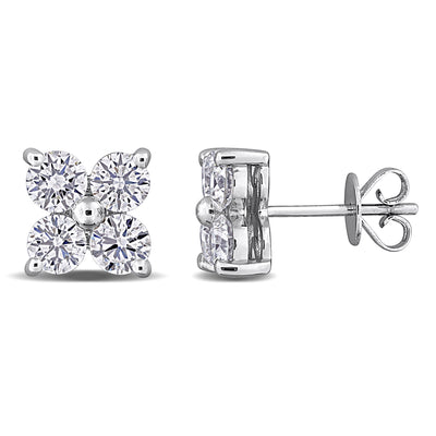 Floral Stud Earrings in White Gold (2 CT TW)