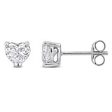 Heart-Shaped Stud Earrings in White Gold (1 CT TW)