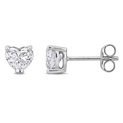 Heart-Shaped Stud Earrings in White Gold (1 CT TW)