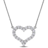 Open Heart Necklace in White Gold (1 CT TW)