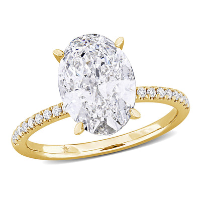 Solitaire Engagement Ring on a Diamond Band in Yellow Gold (3.15 CT TW)