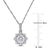 Halo Pendant with Chain in White Gold (1.09 CT TW)