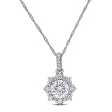 Halo Pendant with Chain in White Gold (1.09 CT TW)