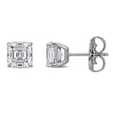 2 CT TW Square Emerald Cut Lab Created Diamond Solitaire Stud Earrings in 14k White Gold