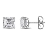 4 CT TW Asscher Cut Lab Created Diamond Solitaire Stud Earrings in 14k White Gold