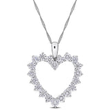 Open Heart Pendant in White Gold (2 CT TW)