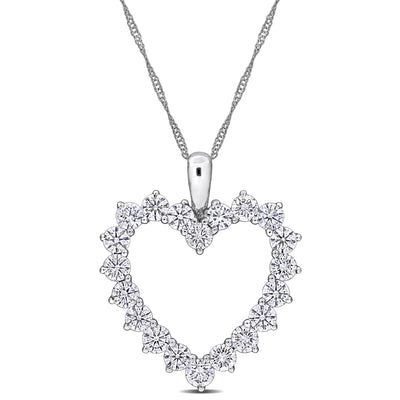 Open Heart Pendant in White Gold (2 CT TW)