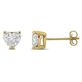 1 CT TW Heart Shaped Lab Grown Diamond Solitaire Stud Earrings in 14k Yellow Gold