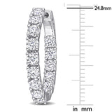 3 CT DEW Created Moissanite Inside Outside Hoop Earrings in Sterling Silver