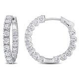 3 CT DEW Created Moissanite Inside Outside Hoop Earrings in Sterling Silver