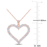 2 2/5 CT DEW Created Moissanite Open Heart Pendant Necklace in Rose Plated Sterling Silver