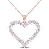 2 2/5 CT DEW Created Moissanite Open Heart Pendant Necklace in Rose Plated Sterling Silver