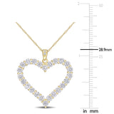 2 2/5 CT DEW Created Moissanite Open Heart Pendant Necklace in Yellow Plated Sterling Silver