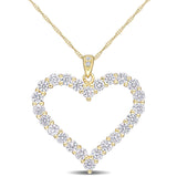 2 2/5 CT DEW Created Moissanite Open Heart Pendant Necklace in Yellow Plated Sterling Silver