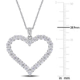 2 2/5 CT DEW Created Moissanite Open Heart Pendant Necklace in Sterling Silver