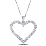 2 2/5 CT DEW Created Moissanite Open Heart Pendant Necklace in Sterling Silver