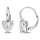4 CT TW Heart Shaped Lab Grown Diamond Leverback Earrings in 14k White Gold