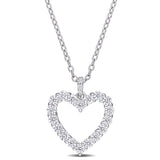 3/5 CT DEW Created Moissanite Open Heart Pendant Necklace in Sterling Silver