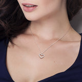 3/5 CT DEW Created Moissanite Open Heart Pendant Necklace in Sterling Silver