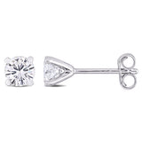 1 CT DEW Created Moissanite Solitaire Stud Earrings in Sterling Silver