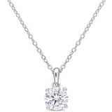 1 CT DEW Created Moissanite Solitaire Pendant Necklace in Sterling Silver