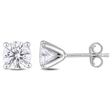 2 CT DEW Created Moissanite Solitaire Stud Earrings in Sterling Silver