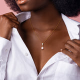 1/2 CT TW Lab Grown Diamond and Cultured Freshwater Pearl Pendant Necklace in 14k Yellow Gold