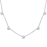 2 1/4 CT DEW Created Moissanite Station Necklace in Sterling Silver