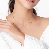 2 1/4 CT DEW Created Moissanite Station Necklace in Sterling Silver