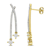 1 CT TW Multi Shaped Lab Grown Diamond Double Strand Earrings in 14k Yellow Gold