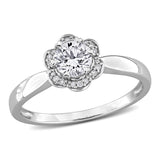 3/5 CT TW Lab Grown Diamond Flower Ring in 14k White Gold