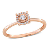 1/10 CT TW Lab Grown Diamond Halo Engagement Ring in 14k Rose Gold