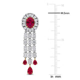 5 2/5 CT TW Lab Grown Diamond and Created Ruby Drop Earrings in 18k Two-Tone Gold