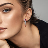 5 2/5 CT TW Lab Grown Diamond and Created Ruby Drop Earrings in 18k Two-Tone Gold