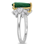 4/5 CT TW Multi Shaped Lab Grown Diamond and Created Emerald Cocktail Ring in 14k White and Yellow Gold