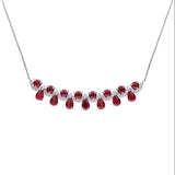 1 2/5 CT TW Lab Grown Diamond and Created Ruby Necklace in 14k White Gold
